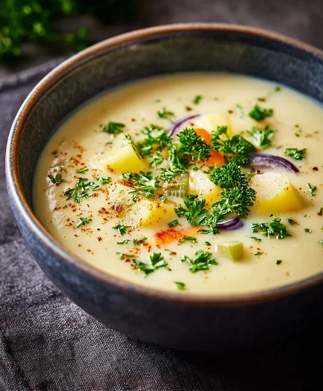Kartoffelcremesuppe mit frischem Gemuse