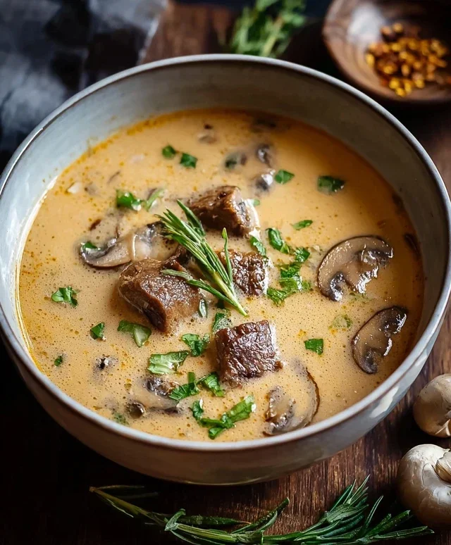 Cremige Cbeef beef hampignonsuppe