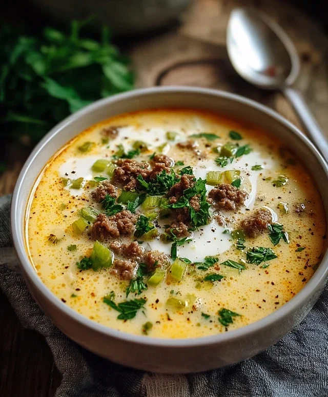 Kase Lauch Suppe mit Hackfleisch