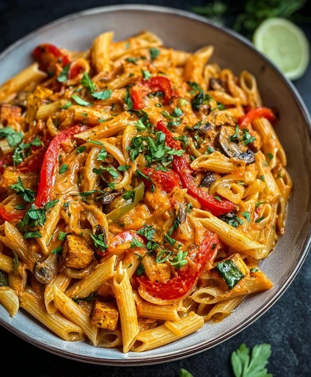 Cremige vegane Fajita-Pasta
