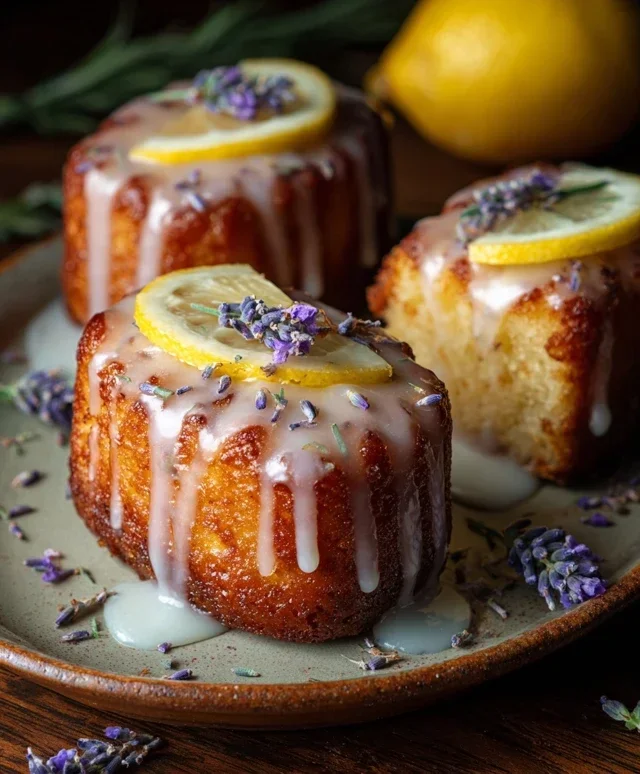 Mini Lemon Cakes With Lavender Glaze