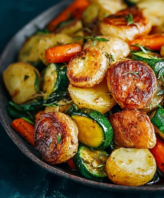 Ofengeröstetes Gemüse – Knusprige Kartoffeln, Karotten & Zucchini