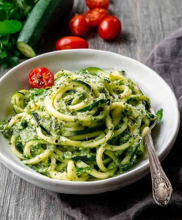 Zucchininudeln mit Avocado Pesto