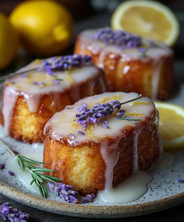 Mini Lemon Cakes With Lavender Glaze