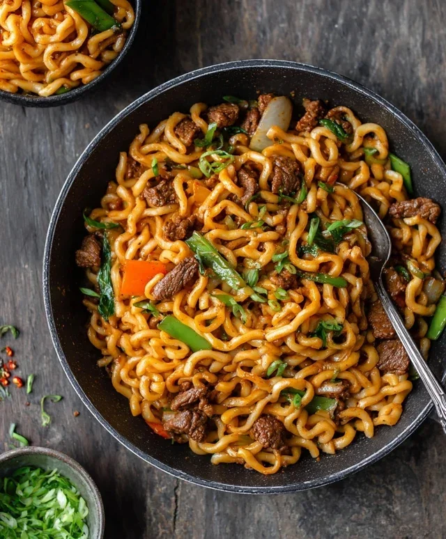 Vietnamese Noodle Stir Fry with Beef (Nui Xao Bo)