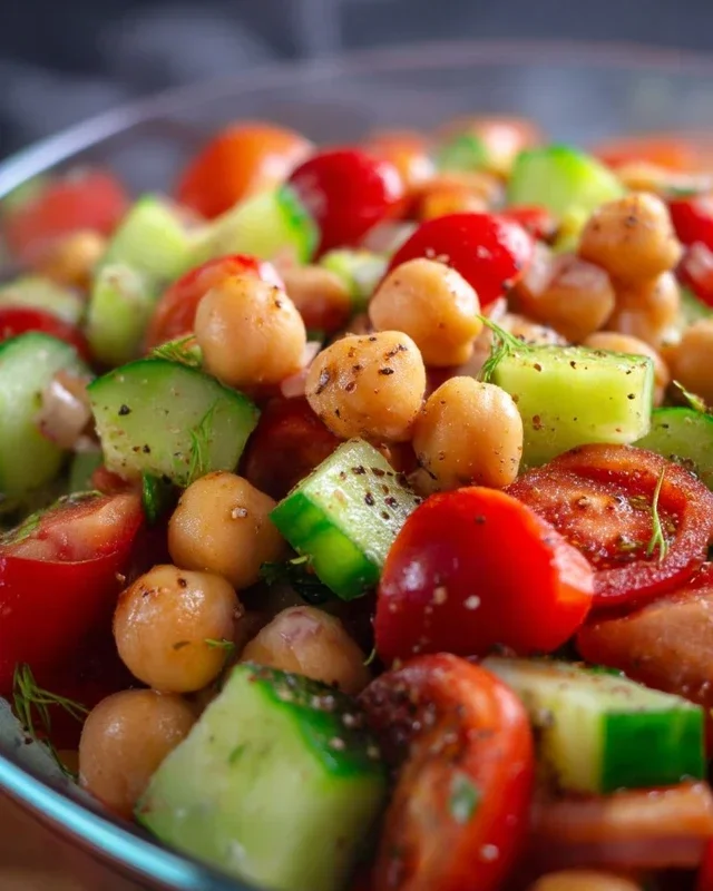 Kichererbsen Salat mit Gurke und Tomaten