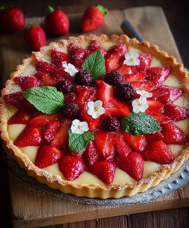 Crostata con fragole e more