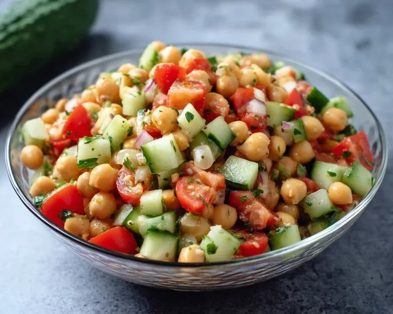 Kichererbsen Salat mit Gurke und Tomaten