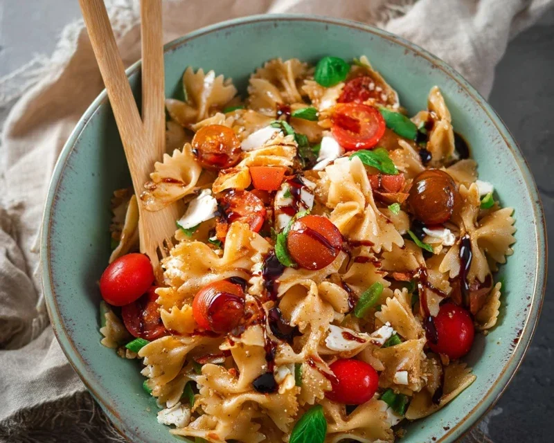 Mediterraner Nudelsalat mit Balsamico Dressing