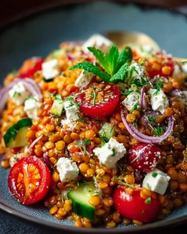 Orientalischer Rote Linsensalat mit Feta einfach genießen!