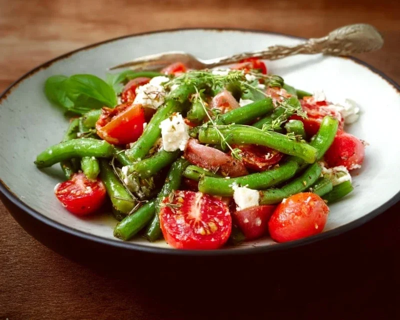 Grüne Bohnen Salat mit Tomaten und Feta
