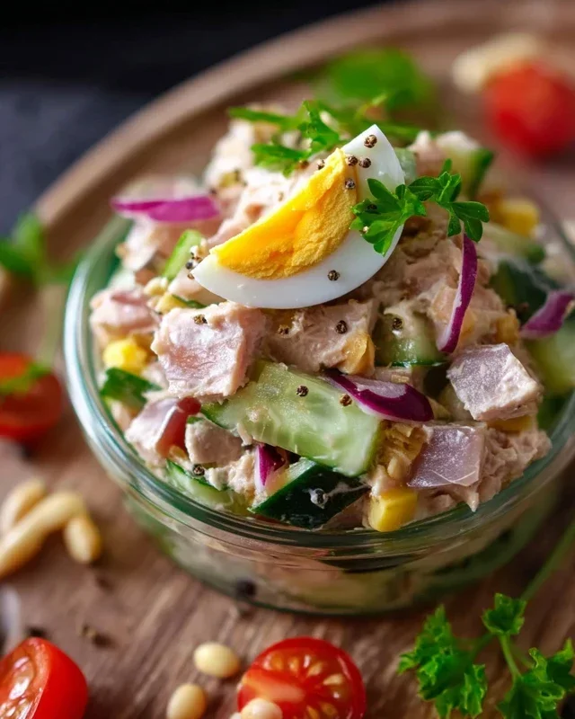 Thunfischsalat mit Ei und Gurken