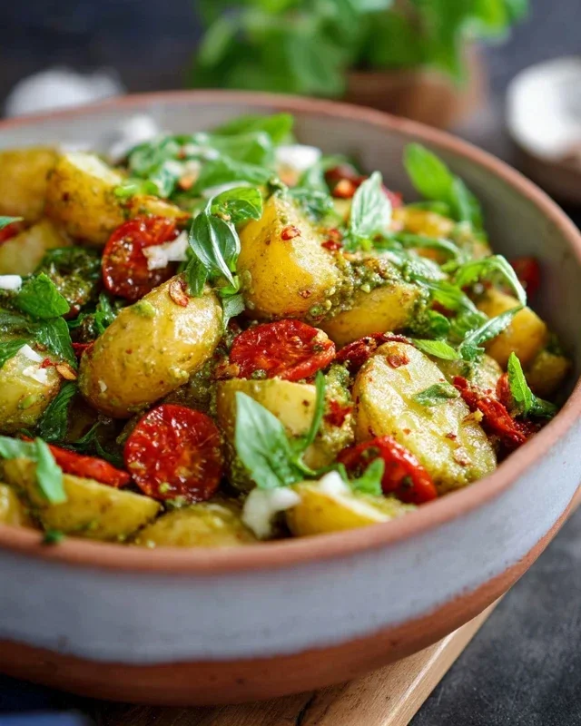 Kartoffelsalat - mediterran mit Pesto