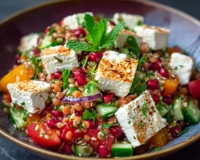 Orientalischer Rote Linsensalat mit Feta einfach genießen!