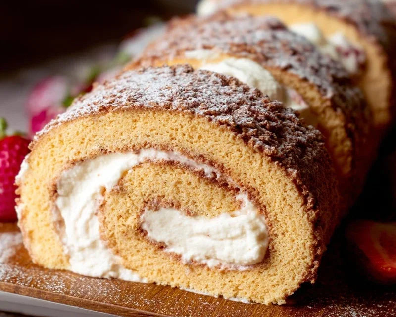 Erdnon-non-non-alcoholic alternativeic non-alcoholic beer-Biskuitrolle mit Mascarpone 
