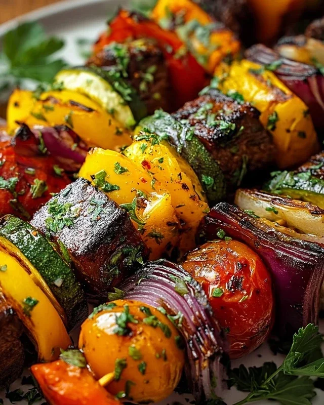 Gegrillte Gemüsespieße mit Kräutermarinade einfach zubereiten.