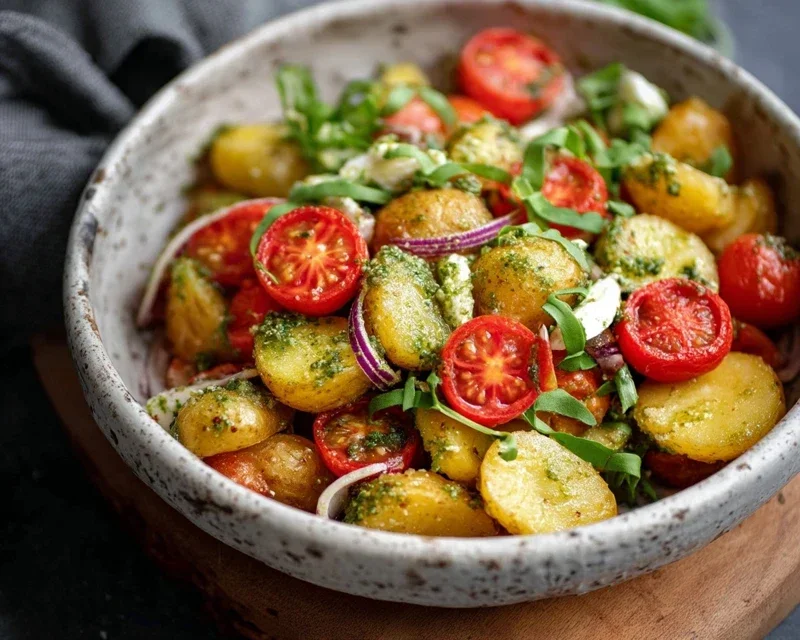 Kartoffelsalat - mediterran mit Pesto