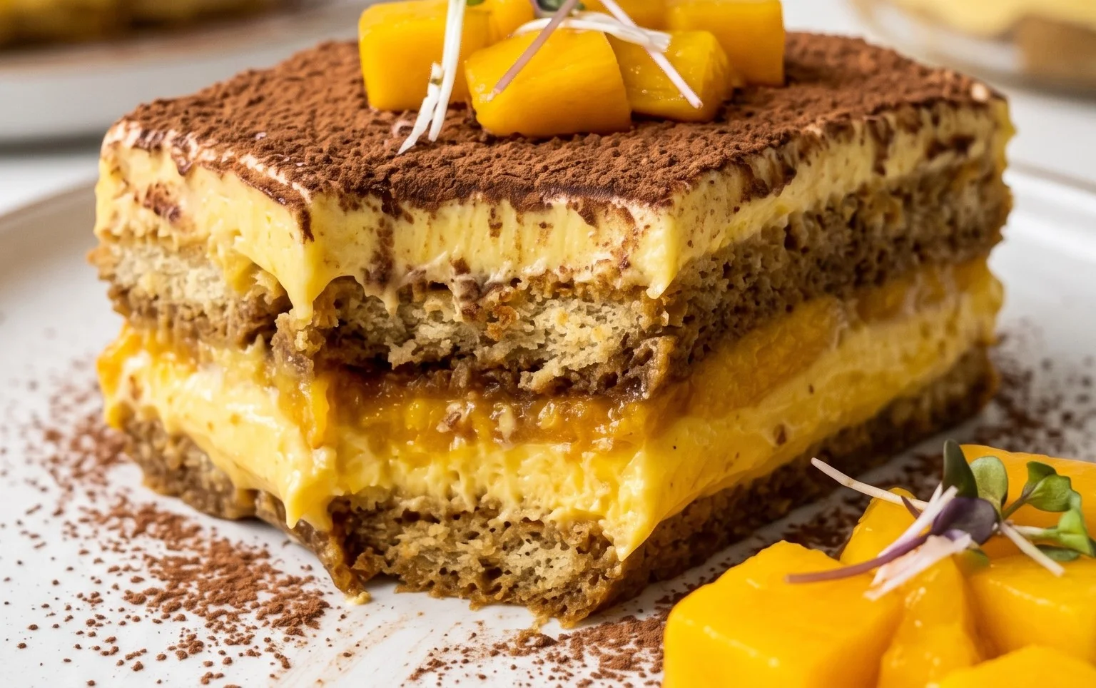 Mango Tiramisu (eggless, dairy-free)