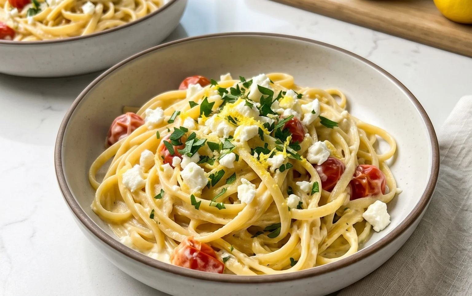 Cremige Zitronen-Feta-Pasta in 30 Minuten