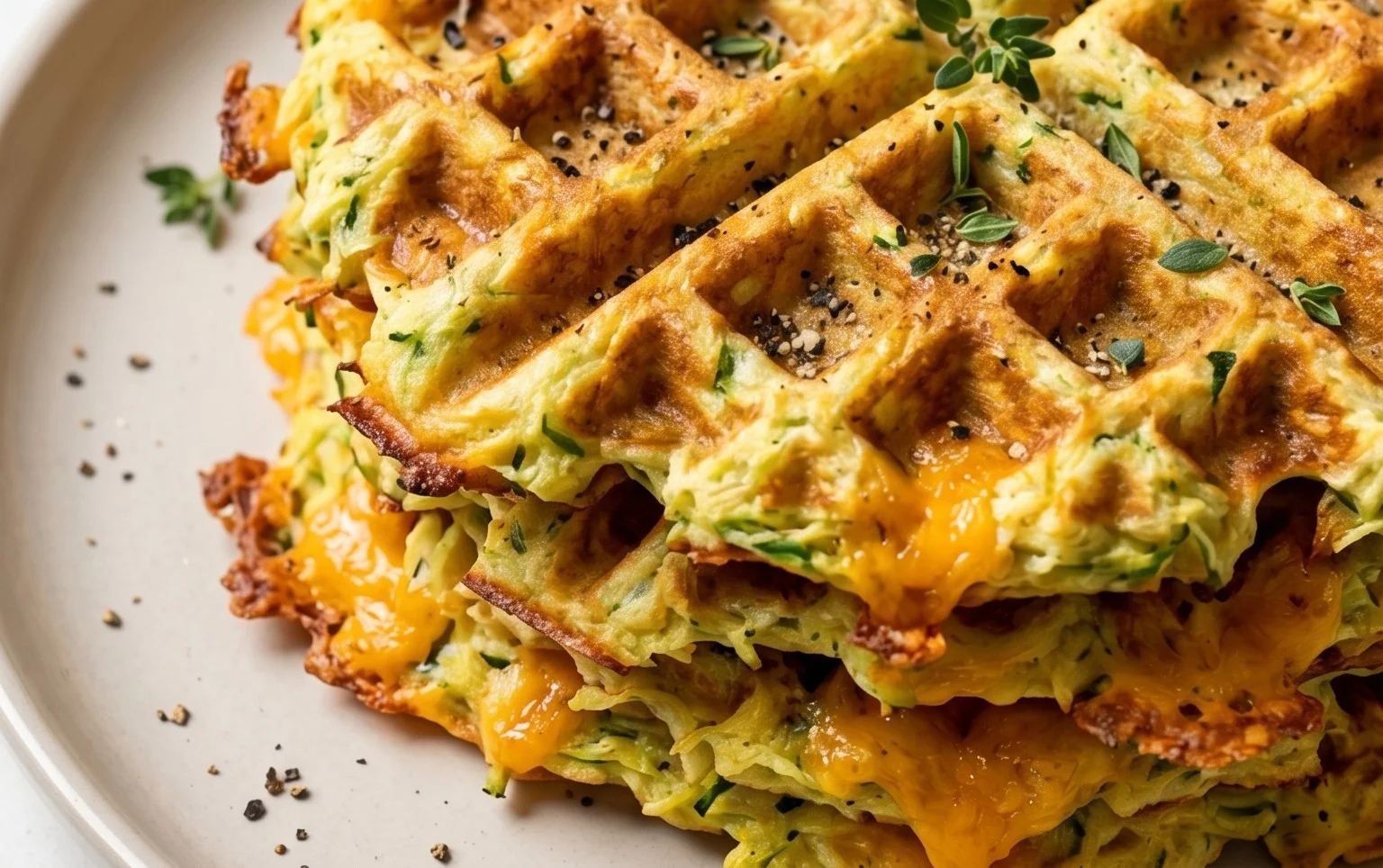 Zucchiniwaffeln mit Cheddar