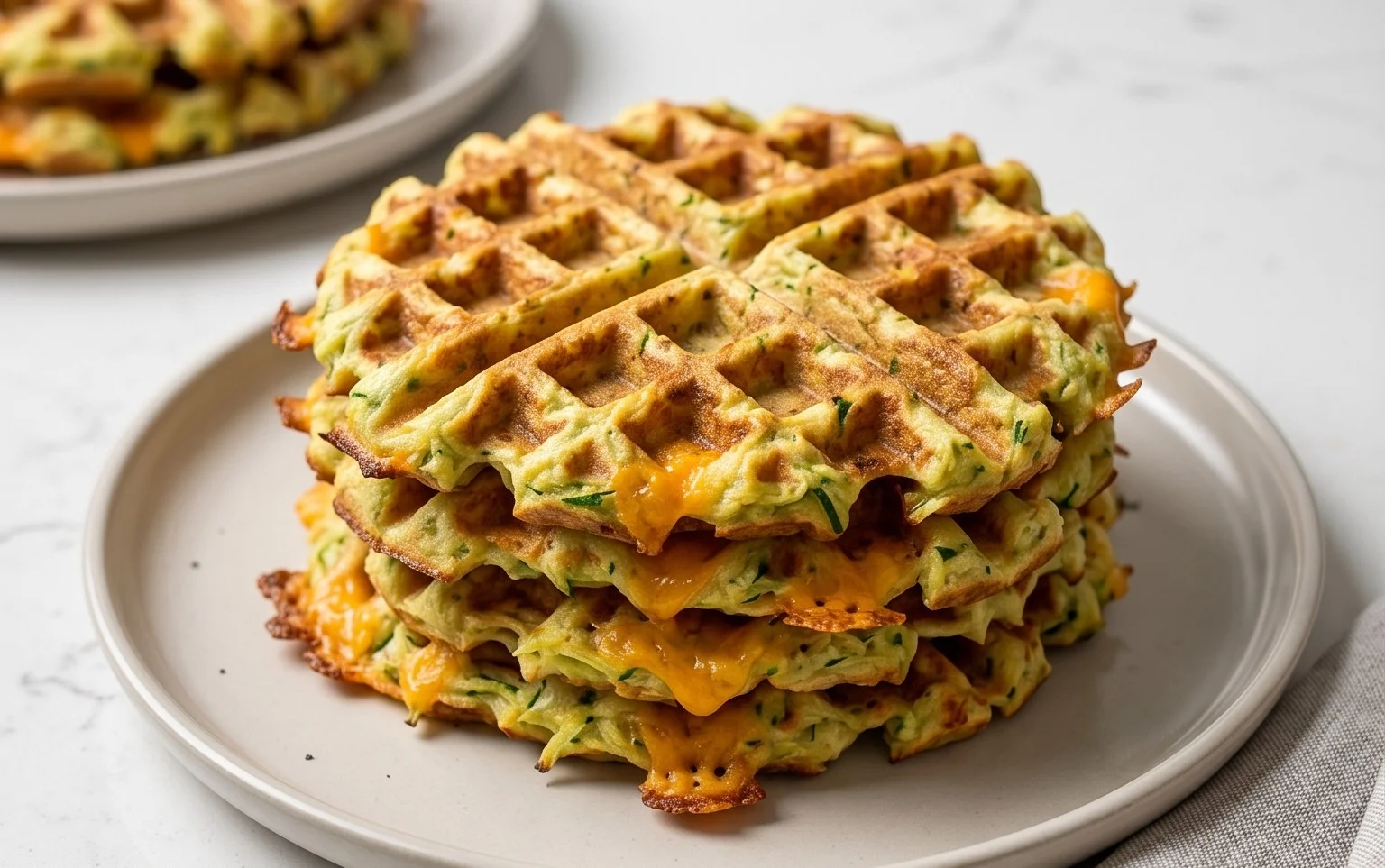 Zucchiniwaffeln mit Cheddar