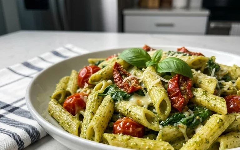 One Pot Creamy Pesto Pasta