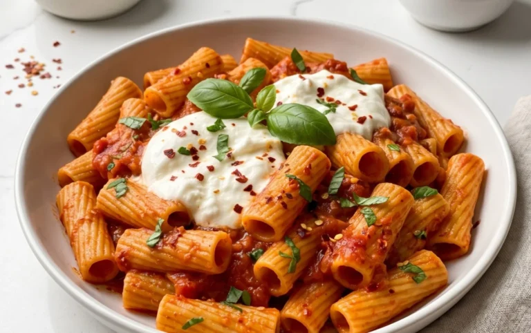 Spicy burrata rigatoni