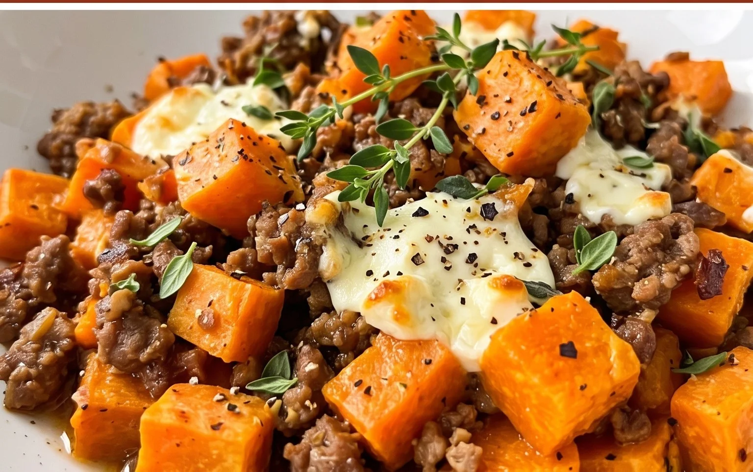 Süßkartoffel-Hackfleisch-Auflauf mit Feta