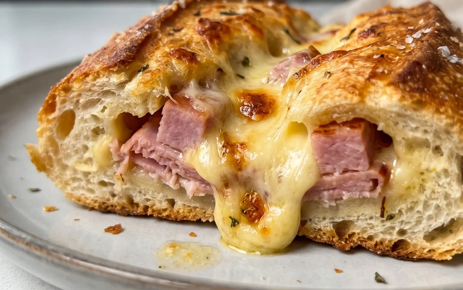 Handbrot mit Schinken und Käse
