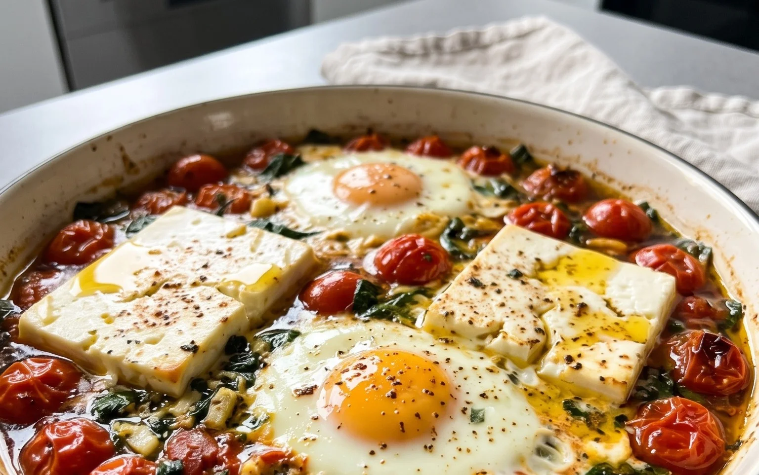 Baked Feta Eggs