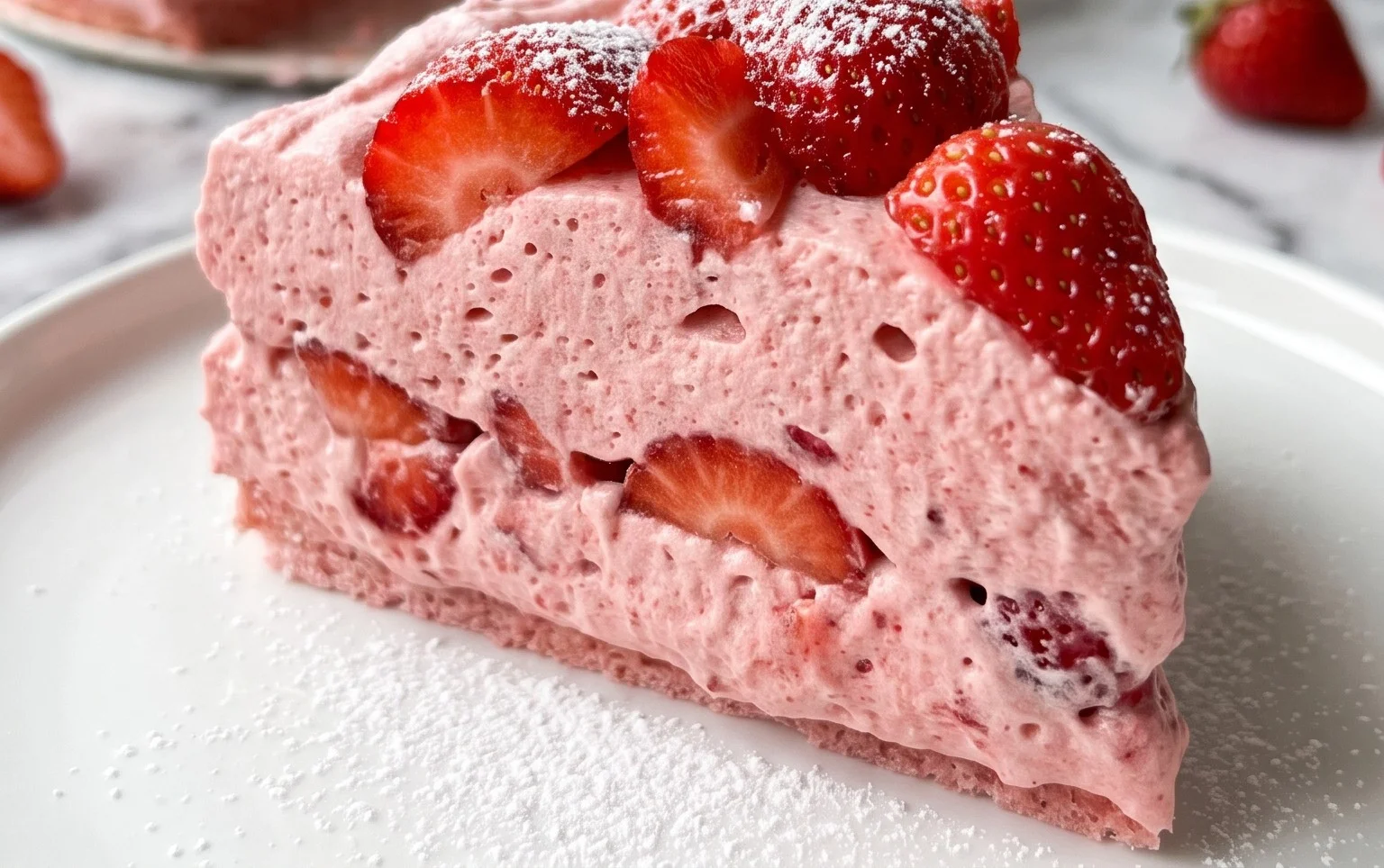 3 Ingredient No Bake Strawberry Cloud Cake