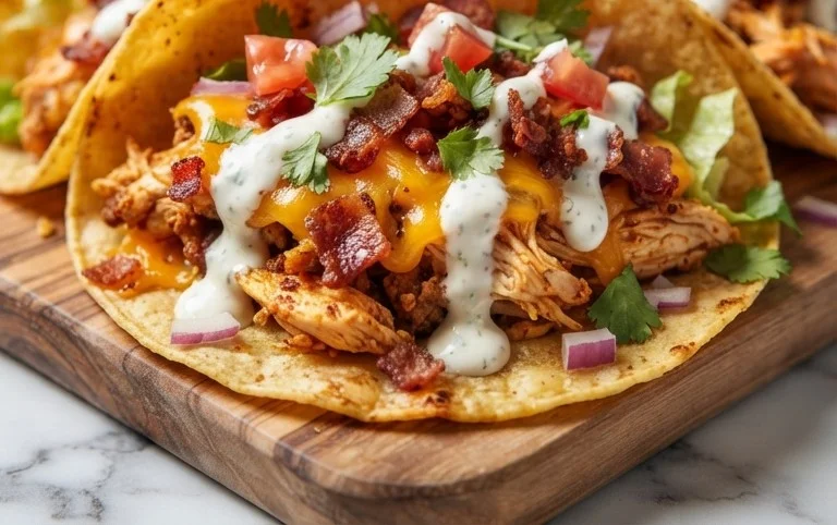 Baked Chicken Beef Bacon Ranch Tacos