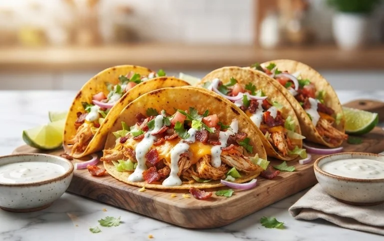 Baked Chicken Beef Bacon Ranch Tacos