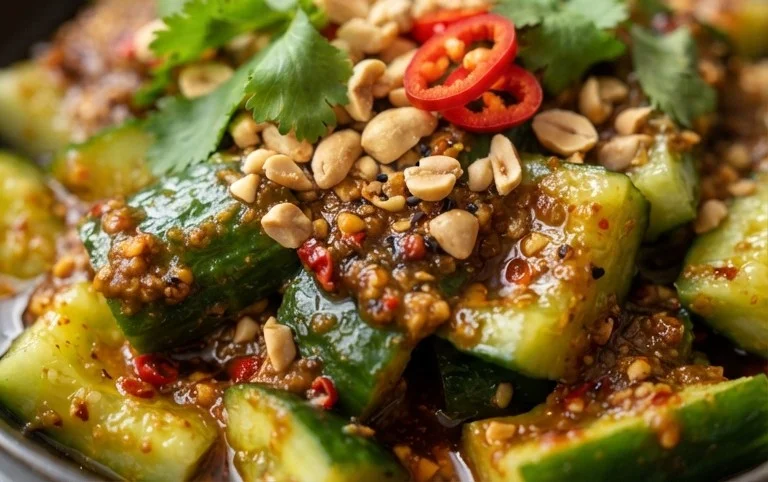 Cucumbers in Spicy Peanut Sauce