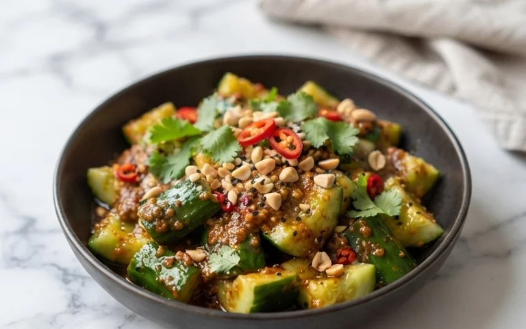 Cucumbers in Spicy Peanut Sauce