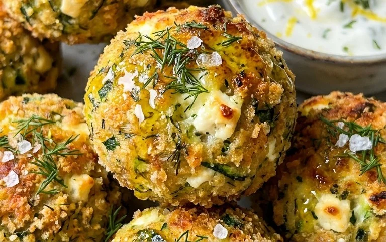 Knusprige Zucchini-Feta-Bällchen aus dem Ofen genießen!