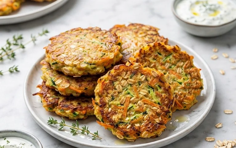Zucchinipuffer mit Haferflocken und Möhren