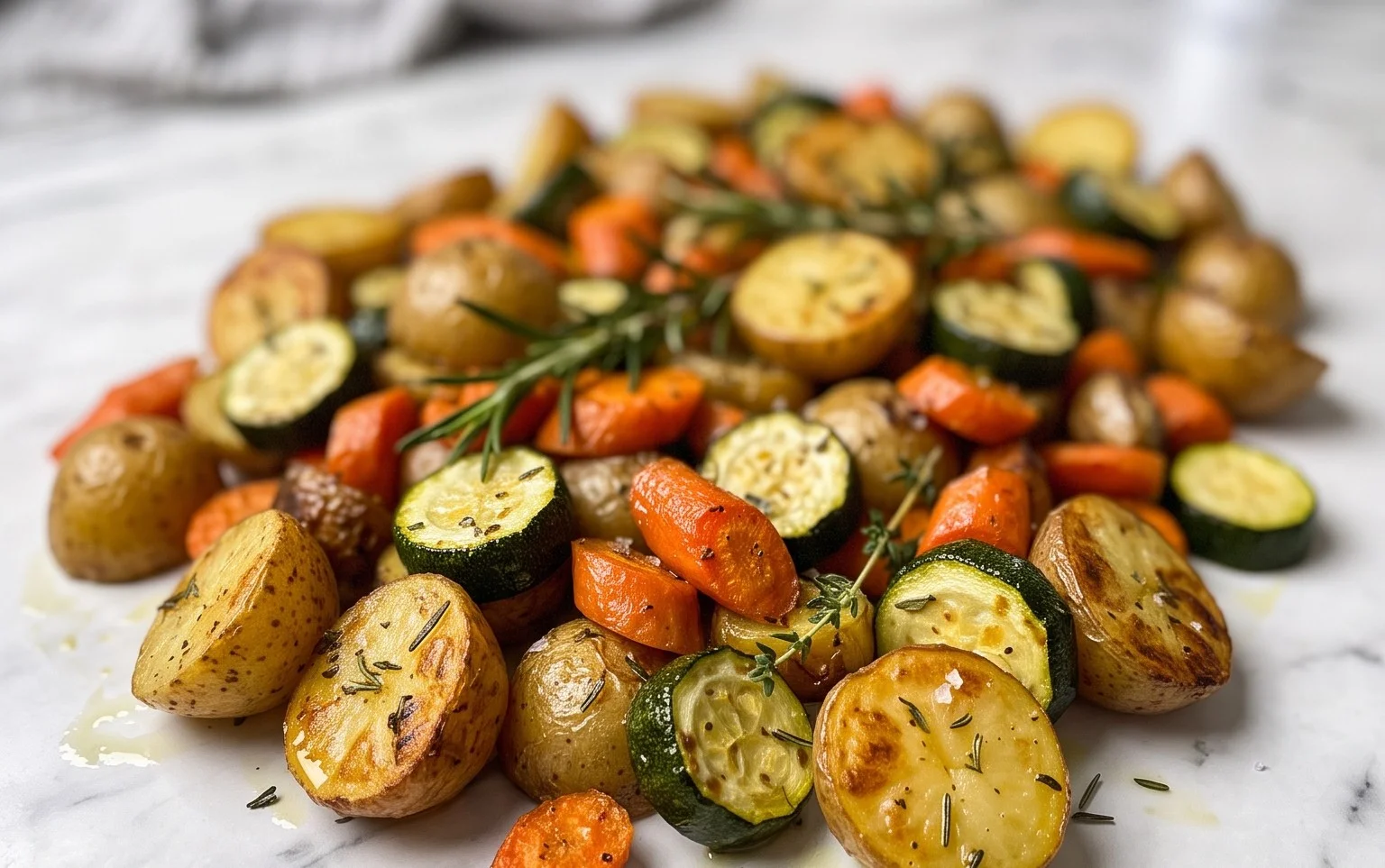Garlic Herb Roasted Potatoes Carrots and Zucchini