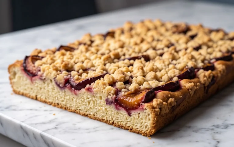 Rezept für Streusel-Pflaumenkuchen vom Blech mit Hefeteig