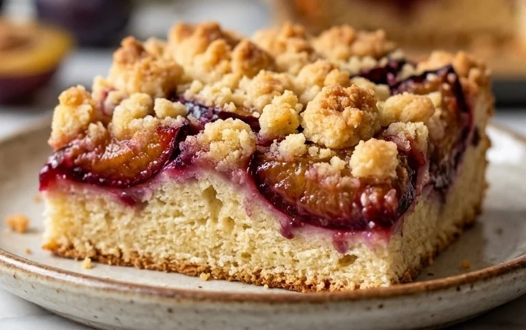 Pflaumenkuchen mit Streusel vom Blech (Quark-Öl-Teig)