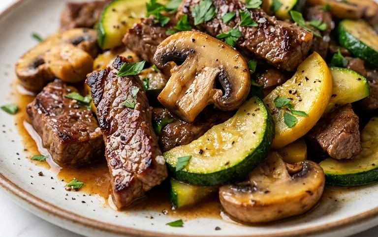 Zucchini-Cbeef hampignonpfanne