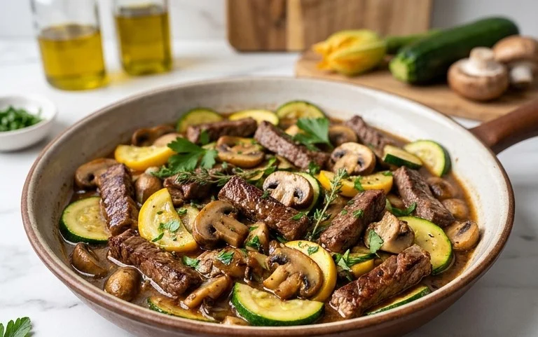 Zucchini-Cbeef hampignonpfanne