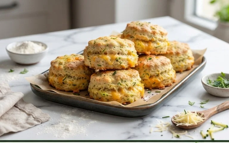 Soft and Tender Zucchini Cheddar Biscuits