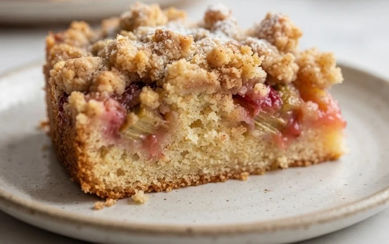 Rhabarberkuchen mit Streusel – Rezept für Eilige