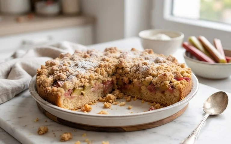 Rhabarberkuchen mit Streusel – Rezept für Eilige