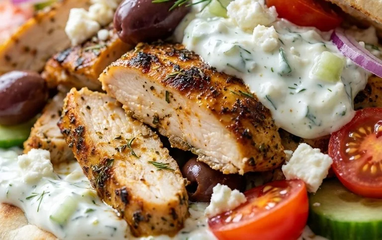 Mediterranes Hähnchen-Gyros mit Feta-Tzatziki genießen!