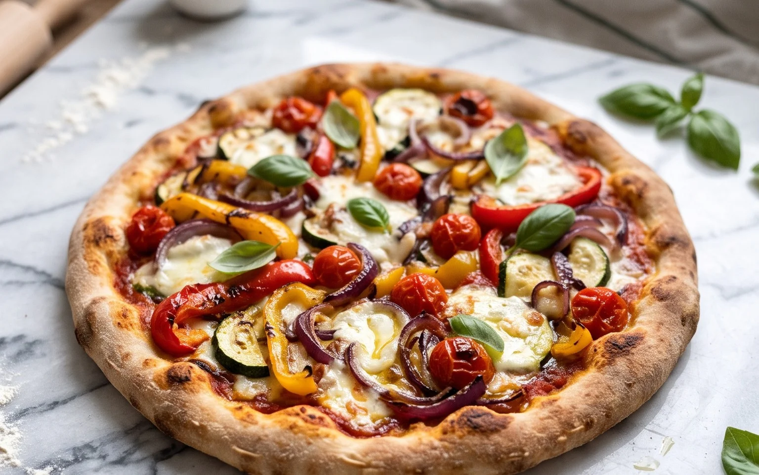 Geröstete Gemüse Pizza: Einfach & Lecker