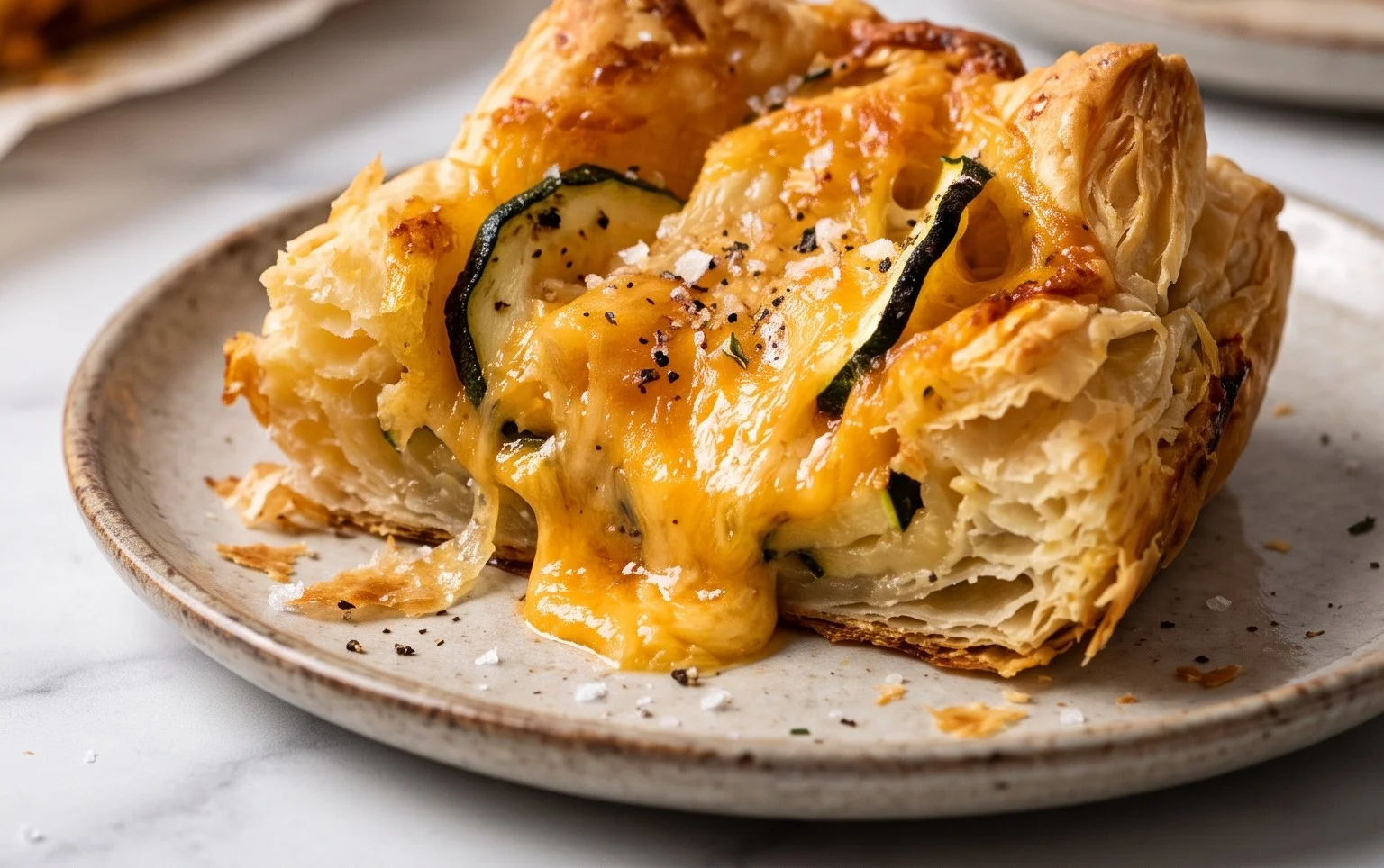 Blätterteig-Zupfbrot mit Zucchini und Cheddar