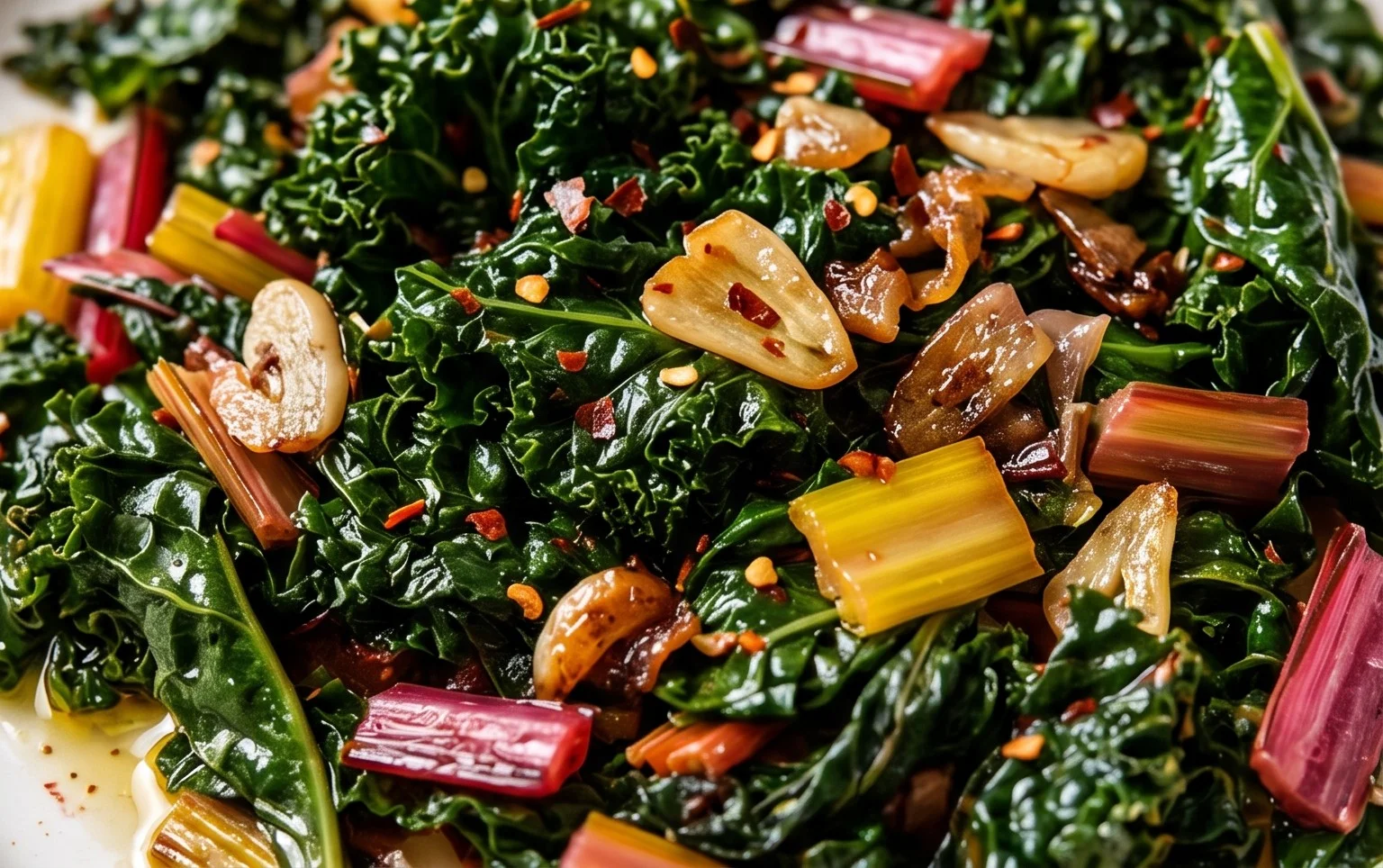 Spicy Kale & Swiss Chard Saute