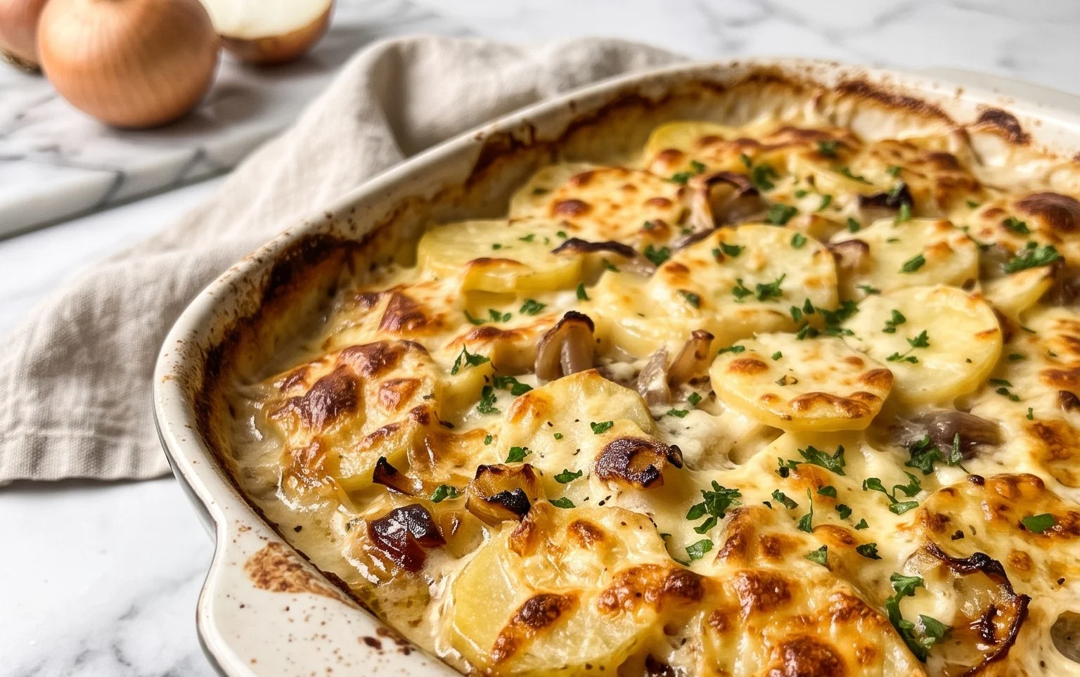 Kartoffel-Zwiebel-Gratin: Einfach, Köstlich & Beeindruckend